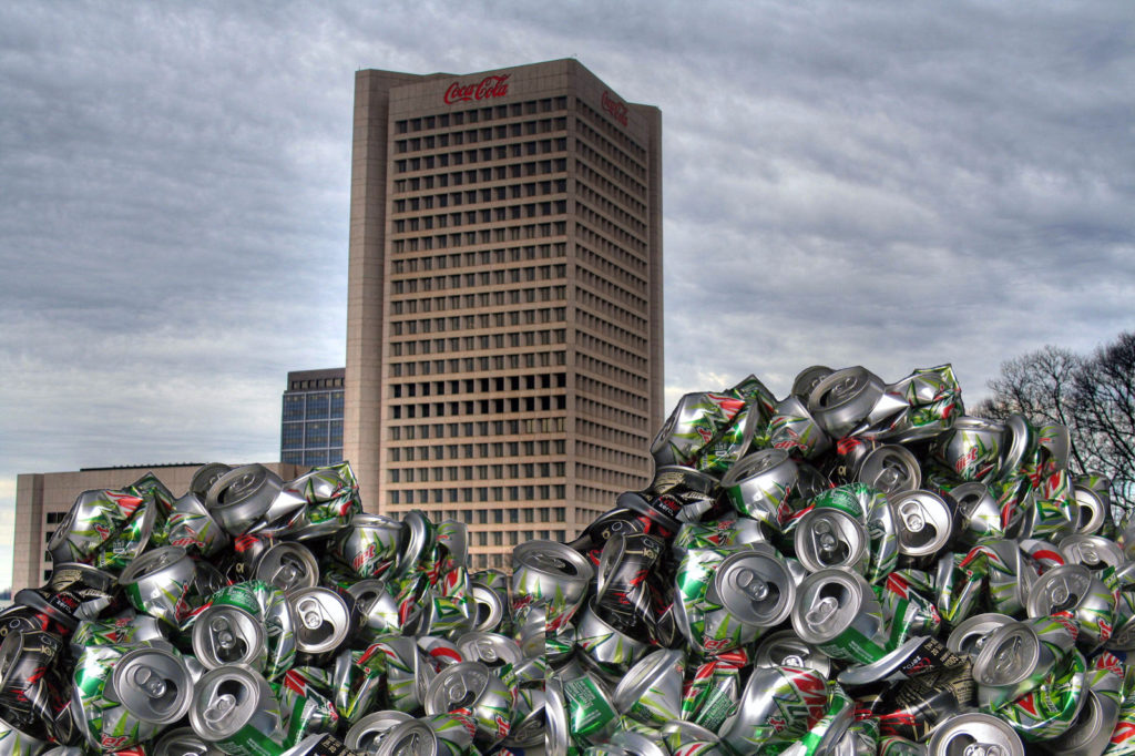 Coca Cola HQ With Aluminum Can Piles